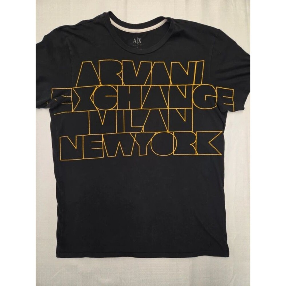 Armani Exchange Men's Large Black Graphic T-Shirt Milan New York